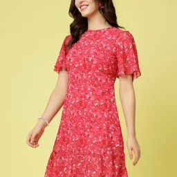 Melon by PlusS Coral Printed A Line Dress image 3