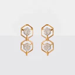P.N.Gadgil Jewellers 14k Yellow Gold Hexa Bloom Diamond Stud Earrings image 3