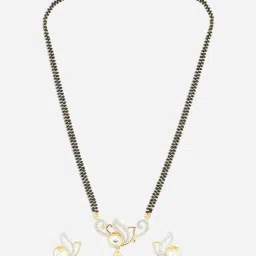 Fida Luxurious Gold-Plated Floral American Diamond Mangalsutra Set for Women image 3