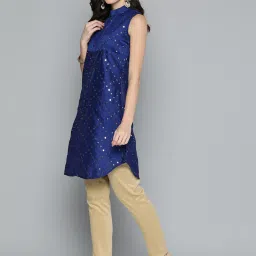 Jompers Blue Embroidered A Line Kurti image 3