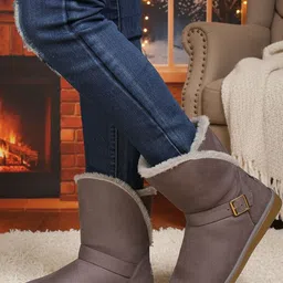 Carlton London Women Mid-Calf Winter Boots With Buckle Details-picture-22