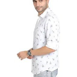 Turtle White Cotton Linen Slim Fit Printed Shirts image 3