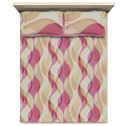 DDecor Abstract Pink 136 TC Cotton Queen Bedsheet with 2 Pillow covers image 3