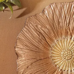 Pure Home and Living Copper & Gold Glass Flower Shaped Dinner Plates - Set of 2 image 2