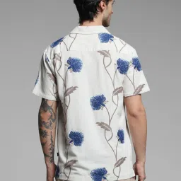 Jack & Jones White Linen Comfort Fit Printed Shirts image 2