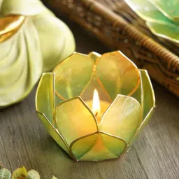 Pure Home and Living Green & Blue Mother of Pearl 12 Petals Capiz Tea Light Holder-picture-31