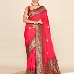 Elora Pink Silk Woven Saree With Unstitched Blouse-image-79