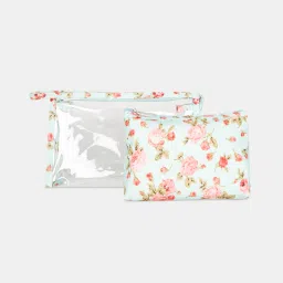 Forever Glam by Pantaloons Sky Blue Floral Small Pouch image 2