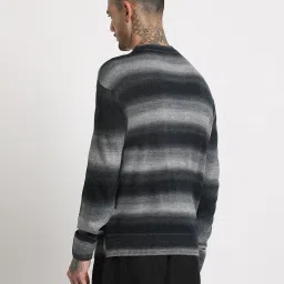 The Bear House Black Regular Fit Striped Pullover image 2