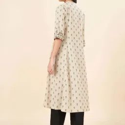 Rangmanch by Pantaloons Beige Cotton Printed A Line Kurta image 2