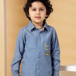 Budding Bees Boys Blue Denim Regular Fit Shirt-picture-48