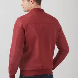 Peter England Maroon Regular Fit Bomber Jacket image 2