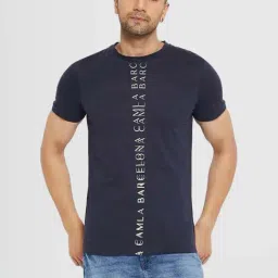 Camla Navy Cotton Regular Fit Printed T-Shirt-picture-43