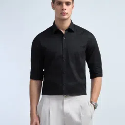 Arrow Black Cotton Slim Fit Self Pattern Shirt-picture-31