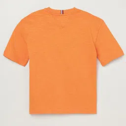 Tommy Hilfiger Boys Orange Cotton Embroidery T-Shirt image 2