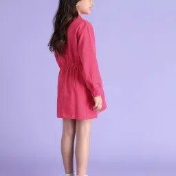 U.S. Polo Assn. Girls Pink Embellished Full Sleeves Polo Dress image 2