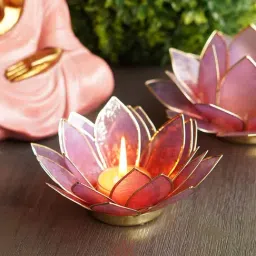 Pure Home and Living Purple Mother of Pearl 21 Petals Capiz Tea Light Holder-image-82