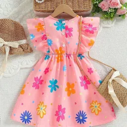 Bolly Lounge Girls Pink Floral Party Dress image 2