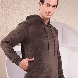 Crimsoune Club Men Self Design Hooded Full Sleeves Sweatshirt image 3