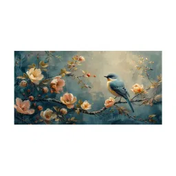 999Store Teal Canvas Bird On Blossom Painting image 2