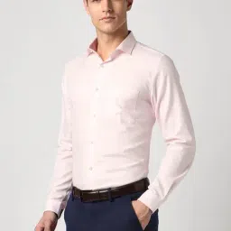 Peter England Pink Slim Fit Checks Shirt image 3