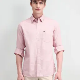 Arrow Sport Peach Slim Fit Texture Shirt-picture-16