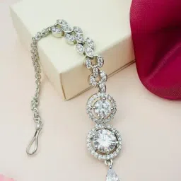 Abdesigns Silver American Diamond Studded Maang Tikka Headpiece-picture-24