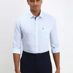 Allen Solly Blue Cotton Slim fit Stripes Formal Shirt-image-4