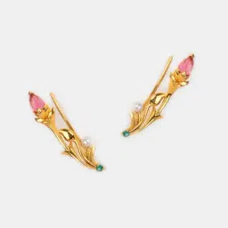 Shaya 92.5 Sterling Silver Yellow Gold Shaadi Squad Matchmaking Maasi Climber Earrings for Women-picture-38