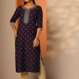 Libas Wine Straight Fit Embroidered Kurta-picture-11