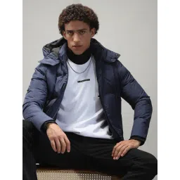 Monte Carlo Blue Regular Fit Quilted Hooded Jacket image 5