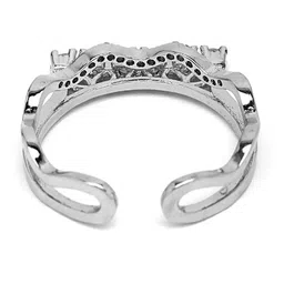 Shining Diva Fashion Platinum-Plated Silver CZ-Studded Finger Ring image 4