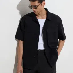 WES Casuals by Westside Black Relaxed-Fit Cotton Shirt-picture-40