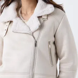 LOV by Westside Off-White Solid Jacket image 4