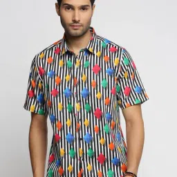 showoffff SHOWOFF Multicolored Cotton Slim Fit Striped Shirt-picture-29