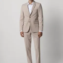 Van Heusen Beige Slim Fit Texture Two Piece Suit-picture-37