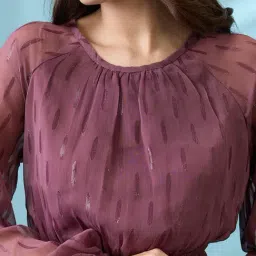 Globus Black Self Full Sleeves Fit & Flare Dress image 5