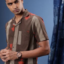 Taavi Pure Cotton Geometric Printed Block Print Legacy Shirt-picture-29