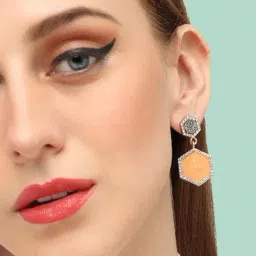 Sohi Gold Plated Party Designer Stone Drop Earrings image 2