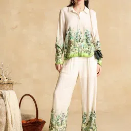 KAZO White Printed Casual Shirt image 3