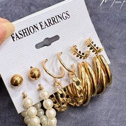 PolluxCraft Korean Set Of 6 Gold-Plated Circular Shaped Studs-picture-42