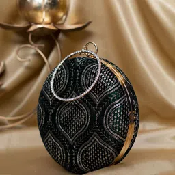 ARTKLIM Threadwork & Sequins Embroidered Box Clutch image 4