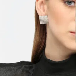 Sohi Gold Plated Party Designer Stone Stud Earrings image 3