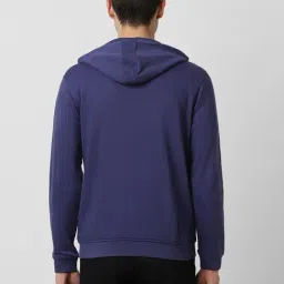 Van Heusen Blue Regular Fit Colour Block Hooded Sweatshirt image 2