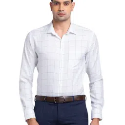 Park Avenue White Slim Fit Checks Shirt-picture-18