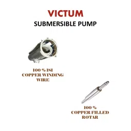 VICTUM 1 HP 10 Stage Copper Single Phase Submersible Pump, SP-1HP image 3