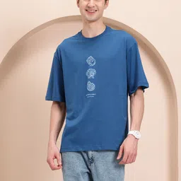 Mast & Harbour Men Printed Drop-Shoulder Sleeves Pure Cotton T-shirt image 5