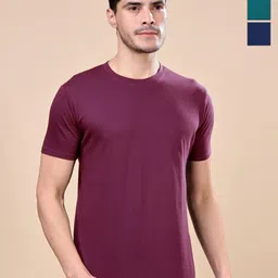 TQH Pack Of 3 Round Neck Dry Fit Slim Fit T-shirts-image-74