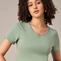 The Roadster Lifestyle Co Cotton Crop T-Shirt-image-93