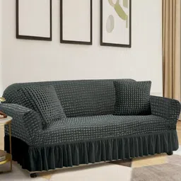 Aura Grey Geometric Self Design 3 Seater Sofa Cover-picture-12